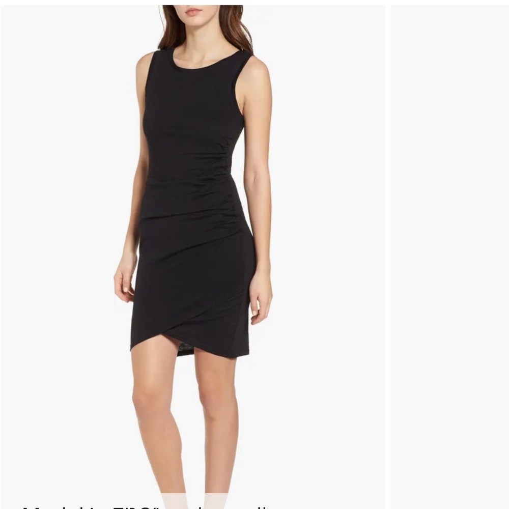 Leith Ruched Body-Con sleeveless dress in black size xs